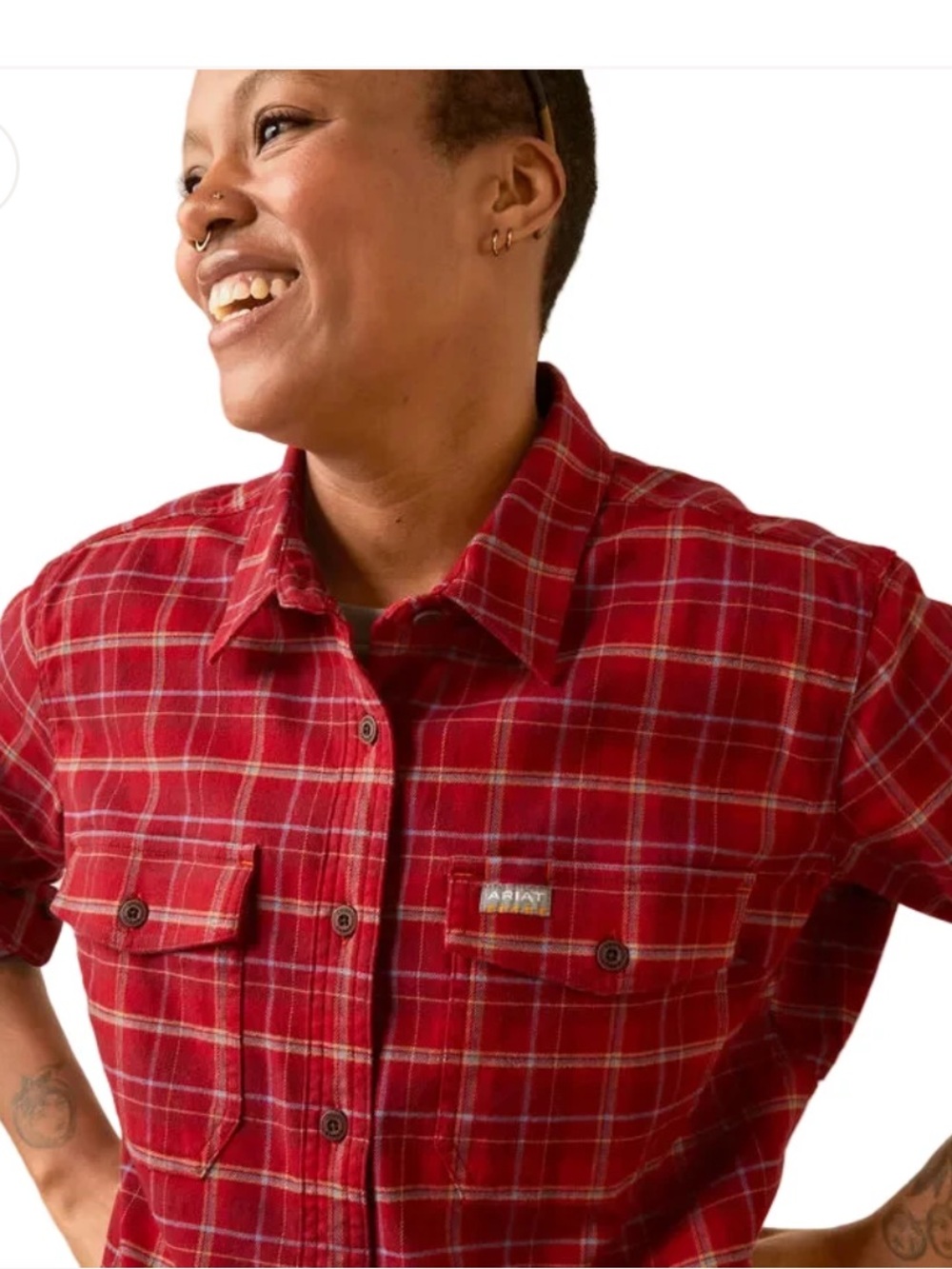 Ariat Rebar Women’s 1X Flannel Durastretch Work Shirt Simba Plaid Gorpcore